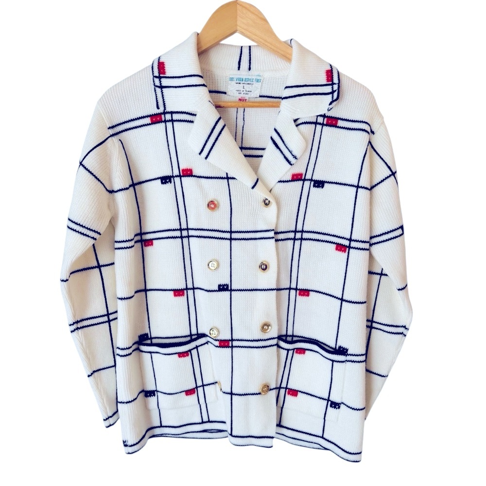 VINTAGE Cardigan Sweater Gold Button Accents Sailing Women’s Large